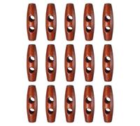 sourcing map 15pcs Wooden Toggle Buttons 40mm / 1.6" Double Hole Wood Olive Horn Sewing Buttons for Coat Sweaters Clothing DIY Craft, Red Coffee