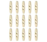 sourcing map 15pcs Wooden Toggle Buttons 50mm / 2" Double Hole Wood Olive Horn Sewing Buttons for Coat Sweaters Clothing DIY Craft, Natural Color