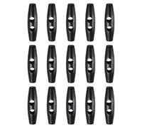 sourcing map 15pcs Wooden Toggle Buttons 50mm / 2" Double Hole Wood Olive Horn Sewing Buttons for Coat Sweaters Clothing DIY Craft, Black