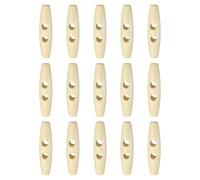 sourcing map 15pcs Wooden Toggle Buttons 60mm / 2.4" Double Hole Wood Olive Horn Sewing Buttons for Coat Sweaters Clothing DIY Craft, Natural Color