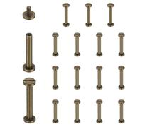 sourcing map 15set Chicago Screw M2.5x30mm 8mm Dia Flat Head Nail Rivet Bronze | Flat Head, Brass Stud Screw, Bolts Rivets Binding Post Screw, for DIY Leather Belt, Bag, Craft, Bookbinding