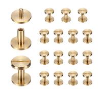 sourcing map 15set Chicago Screw M2.5x8mm 12mm Dia Flat Head Nail Rivet Gold | Flat Head, Brass Stud Screw, Bolts Rivets Binding Post Screw, for DIY Leather Belt, Bag, Craft, Bookbinding