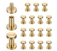sourcing map 15set Chicago Screw M2.5x8mm 8mm Dia Flat Head Nail Rivet Gold | Knurled Top, Brass Stud Screw, Bolts Rivets Binding Post Screw, for DIY Leather Belt, Bag, Craft, Bookbinding