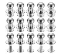 sourcing map 15Sets Brass Ball Head Stud Rivets, 8mm Dia. Screw Back Button Nipple Rivet for DIY Leathercraft, Silver