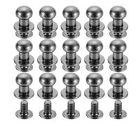 sourcing map 15Sets Brass Ball Head Stud Rivets, 8mm Dia. Screw Back Button Nipple Rivet for DIY Leathercraft, Black