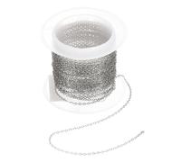 sourcing map 16.4 Feet/5 Meter Stainless Steel Curb Chain, 1.2x0.3mm Cuban Link Chain, Flat Links Cross Cable Chains for DIY Jewelry Making Supplies, Silver