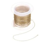 sourcing map 16.4 Feet/5 Meter Stainless Steel Curb Chain, 1.2x0.3mm Cuban Link Chain, Flat Links Cross Cable Chains for DIY Jewelry Making Supplies, Gold