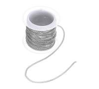 sourcing map 16.4 Feet/5 Meter Stainless Steel Curb Chain, 2.2x0.6mm Cuban Link Chain, Twisted Links Cross Cable Chains for DIY Jewelry Making Supplies, Silver