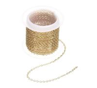 sourcing map 16.4 Feet/5 Meter Stainless Steel Curb Chain, 2x0.5mm Cuban Link Chain, Flat Links Cross Cable Chains for DIY Jewelry Making Supplies, Gold