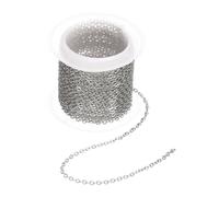 sourcing map 16.4 Feet/5 Meter Stainless Steel Curb Chain, 2x0.5mm Cuban Link Chain, Flat Links Cross Cable Chains for DIY Jewelry Making Supplies, Silver