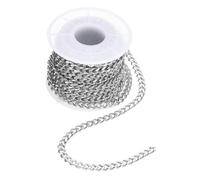 sourcing map 16.4 Feet/5 Meter Stainless Steel Curb Chain, 5.2x1.4mm Cuban Link Chain, Twisted Links Cross Cable Chains for DIY Jewelry Making Supplies, Silver
