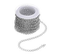 sourcing map 16.4 Feet/5 Meter Stainless Steel Curb Chain, 5.5x4x0.8mm Cuban Link Chain, Twisted Links Cross Cable Chains for DIY Jewelry Making Supplies, Silver