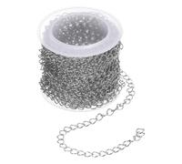 sourcing map 16.4 Feet/5 Meter Stainless Steel Curb Chain, 5x4x0.6mm Cuban Link Chain, Twisted Links Cross Cable Chains for DIY Jewelry Making Supplies, Silver