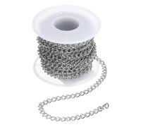 sourcing map 16.4 Feet/5 Meter Stainless Steel Curb Chain, 6x4.5x1mm Cuban Link Chain, Twisted Links Cross Cable Chains for DIY Jewelry Making Supplies, Silver