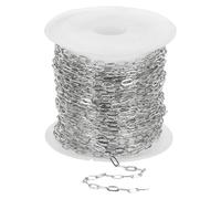 sourcing map 16.4 ft Paper Clip Chain, 2mm/0.08" Width Stainless Steel Chains for Jewelry Making Oval Link Chains Roll for Necklace Bracelet, Silver