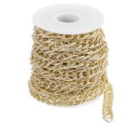 sourcing map 16.4Feet Aluminum Link Chain, Link Cable Chain Embossed Oval Plated Chain Bulk Craft Making Chain Roll for DIY, 16x10x1.85mm, Gold