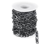 sourcing map 16.4Feet Aluminum Link Chain, Link Cable Chain NK Plated Chain Bulk Craft Making Chain Roll for DIY, 9.8x6.5x1.8mm, 3:1(S:L), Dark Gray