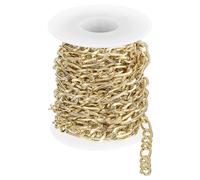 sourcing map 16.4Feet Aluminum Link Chain, Link Cable Chain NK Plated Chain Bulk Craft Making Chain Roll for DIY, 9.8x6.5x1.8mm, 3:1(S:L), Gold