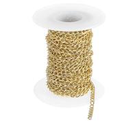sourcing map 16.4Feet Aluminum Link Chain, Link Cable Chain Oval Plated Chain Bulk Craft Making Chain Roll for DIY, 5.5x3.5x1mm, Gold