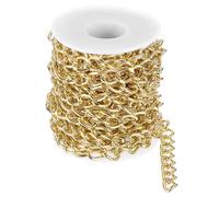 sourcing map 16.4Feet Aluminum Link Chain, Link Cable Chain Oval Plated Chain Bulk Craft Making Chain Roll for DIY, 11x8x1.85mm, Gold