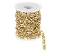 sourcing map 16.4Feet Aluminum Link Chain, Link Cable Chain Twist Oval Plated Chain Bulk Craft Making Chain Roll for DIY, 8.8x6x1.8mm, 3:1(S:L), Gold
