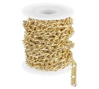 sourcing map 16.4Feet Aluminum Link Chain, Link Cable Chain Twist Oval Plated Chain Bulk Craft Making Chain Roll for DIY, 8.5x6.2x1.8mm, 3:1(S:L), Gold