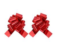 sourcing map 16 Inch Giant Large Pull Bow 2 Pcs Big Glitter Metallic Car Bows Ribbon for Wedding Presents Gift Wrapping Christmas, Red