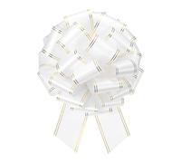 sourcing map 16 Inch Giant Large Pull Bow Big Metallic Car Bows Ribbon with Gold Edge for Wedding Presents Gift Wrapping Christmas, White