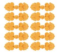 sourcing map 16 Pairs Chinese Knots Frog Buttons Closure Golden Yellow Sewing Buttons Fasteners with Beads for DIY Sewing Coats Cloak Sweater Bridal Costume Outfit, 0.98x2.36 Inch