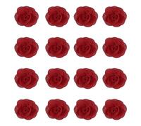 sourcing map 16 Pcs Fabric Roses, 2 Inch Lapel Pin for Men Satin Rose Artificial Flowers for DIY Crafting Accessories Sewing Wrapping Wedding Gift Decoration, Red
