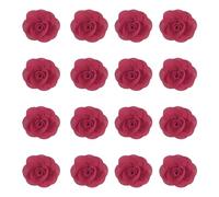 sourcing map 16 Pcs Fabric Roses, 2 Inch Lapel Pin for Men Satin Rose Artificial Flowers for DIY Crafting Accessories Sewing Wrapping Wedding Gift Decoration, Bright Pink