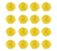 sourcing map 16 Pcs Fabric Roses, 2 Inch Lapel Pin for Men Satin Rose Artificial Flowers for DIY Crafting Accessories Sewing Wrapping Wedding Gift Decoration, Yellow