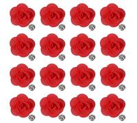 sourcing map 16 Pcs Lapel Flowers for Men Suits, 2 Inch Handmade Fabric Flower Brooch Boutonnieres Lapel Pin for Wedding Party Prom Ceremony, Red