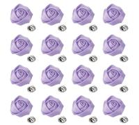 sourcing map 16 Pcs Lapel Flowers for Men Suits, 2 Inch Lapel Pin for Men Satin Rose Artificial Fabric Flowers Brooch Boutonnieres for Wedding Party Prom Ceremony, Light Purple