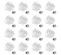 sourcing map 16 Pcs Lapel Flowers for Men Suits, 2 Inch Lapel Pin for Men Satin Rose Artificial Fabric Flowers Brooch Boutonnieres for Wedding Party Prom Ceremony, White