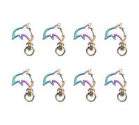 sourcing map 16 Pcs Metal Spring Snap Keychain Clip, Dolphin Shape Swivel Snap Hooks Lobster Claw Clasp for DIY Crafts Bag Decoration, Rainbow Color
