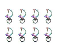 sourcing map 16 Pcs Metal Spring Snap Keychain Clip, Moon Shape Swivel Snap Hooks Lobster Claw Clasp for DIY Crafts Bag Decoration, Rainbow Color