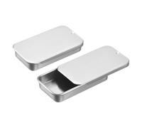 sourcing map 16 Pcs Metal Tin Box Container, 2.4x1.3x0.4 Inch Slide Top Tin Containers Empty Rectangular Storage Box Portable Mini Tin Case for Candy Cosmetic Crafts, Frosted Silver