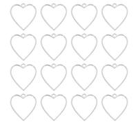 sourcing map 16 Pcs Open Bezel, Heart Resin Bezels Pendants Open Back Bezels Metal Hollow Frame Charm for DIY Resin Crafts Earrings Jewelry Making, Silver