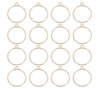 sourcing map 16 Pcs Open Bezel, Round Resin Bezels Pendants Open Back Bezels Metal Hollow Frame Charm for DIY Resin Crafts Earrings Jewelry Making, Rose Gold