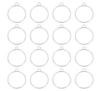 sourcing map 16 Pcs Open Bezel, Round Resin Bezels Pendants Open Back Bezels Metal Hollow Frame Charm for DIY Resin Crafts Earrings Jewelry Making, Bright Silver