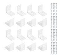 sourcing map 16 Pcs Plastic Shelf Support Peg, Right Angle Bracket, 1.3"x 0.87"x 1.3" L Shape Shelf Bracket with Screws for Wooden Frame Shelves Furniture