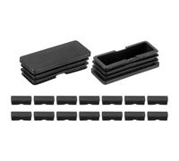 sourcing map 16 Pcs Rectangle Tubing End Caps 2 3/8 x 1 Inch Plastic Hole Plugs Insert End Cap for Metal Tubing Post Chair Leg Table Bookshelves Furniture, Black