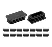 sourcing map 16 Pcs Rectangle Tubing End Caps 2 x 1 Inch Plastic Hole Plugs Insert End Cap for Metal Tubing Post Chair Leg Table Bookshelves Furniture, Black