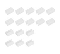 sourcing map 16 Pcs Rectangle U Shaped Chair Leg Cover, Fit 10mm Dia Tubular Chair Legs, Non-Slip No Noise Floor Protectors, Plastic Furniture Feet Tubing Caps, White