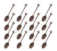 sourcing map 16 Pcs Retro Spoons, 4.3 Inch Crystal Alloy Coffee Spoons,Vintage Carved Tea Spoon Leaf Flower Pattern Dessert Spoon Ice Cream Spoons for Stirring Mixing Red