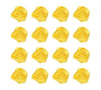 sourcing map 16 Pcs Ribbon Roses, 2 Inch Lapel Pin for Men Satin Ribbon Flower Rose Artificial Fabric Flowers for DIY Crafting Accessories Sewing Wrapping Wedding Gift Decoration, Yellow