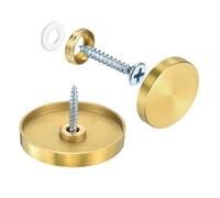 sourcing map 16 Pcs Screw Covers Caps, 304 Stainless Steel Mirror Screws Decorative Caps Cover Nails, Mirror Screws Fasteners for Sign Advertising Hardware Construction, 40mm Diameter, Gold