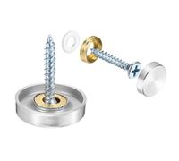 sourcing map 16 Pcs Screw Covers Caps, 304 Stainless Steel Mirror Screws Decorative Caps Cover Nails, Mirror Screws Fasteners for Sign Advertising Hardware Construction, 20mm Diameter, Silver