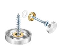 sourcing map 16 Pcs Screw Covers Caps, 304 Stainless Steel Mirror Screws Decorative Caps Cover Nails, Mirror Screws Fasteners for Sign Advertising Hardware Construction, 22mm Diameter, Silver
